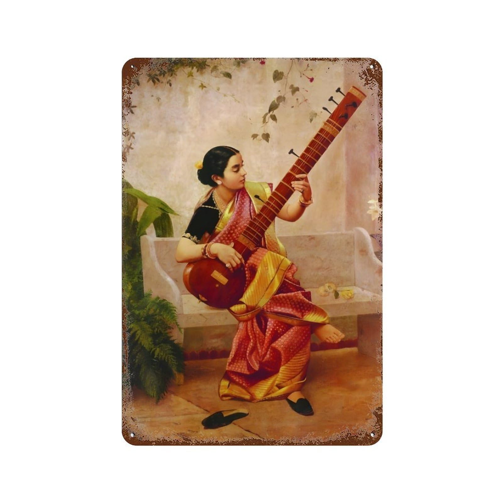 xiaoxiaoshen Raja Ravi Varma (5) Wall Decor Art Metal Tin Poster Modern Home Decor Art Home Bar Shop Decorations Vintage Sign 30x20cm