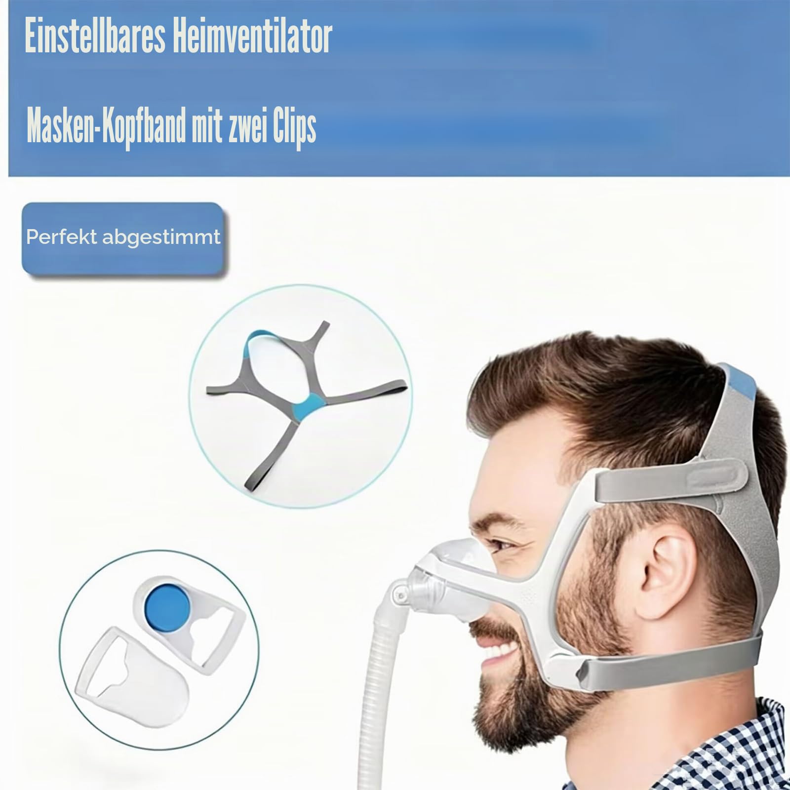 Komplettes Atemgerät Nasenmasken Set mit verstellbarem Kopfband und weichen Silikonschnittstellen für komfortablen Schlaf, Beatmungsgerät Nasal