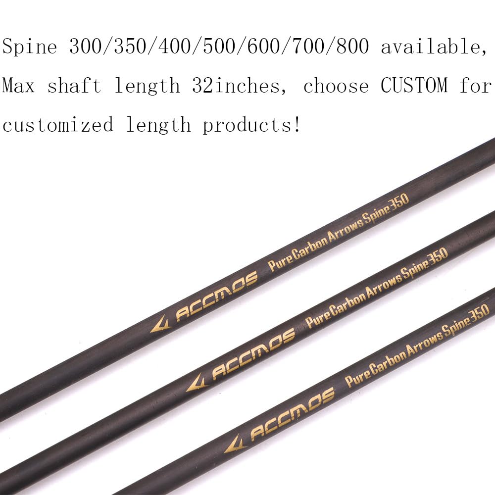 6/12pc Longueur Personnalisée Flèches en Carbone 300/350/400/500/600/700/800 Spine Pointe Amovible 2" Plume en Plastique Flèche de Chasse Flèche de Sport pour Arc Recurve Arc à Poulies Tir à l’Arc