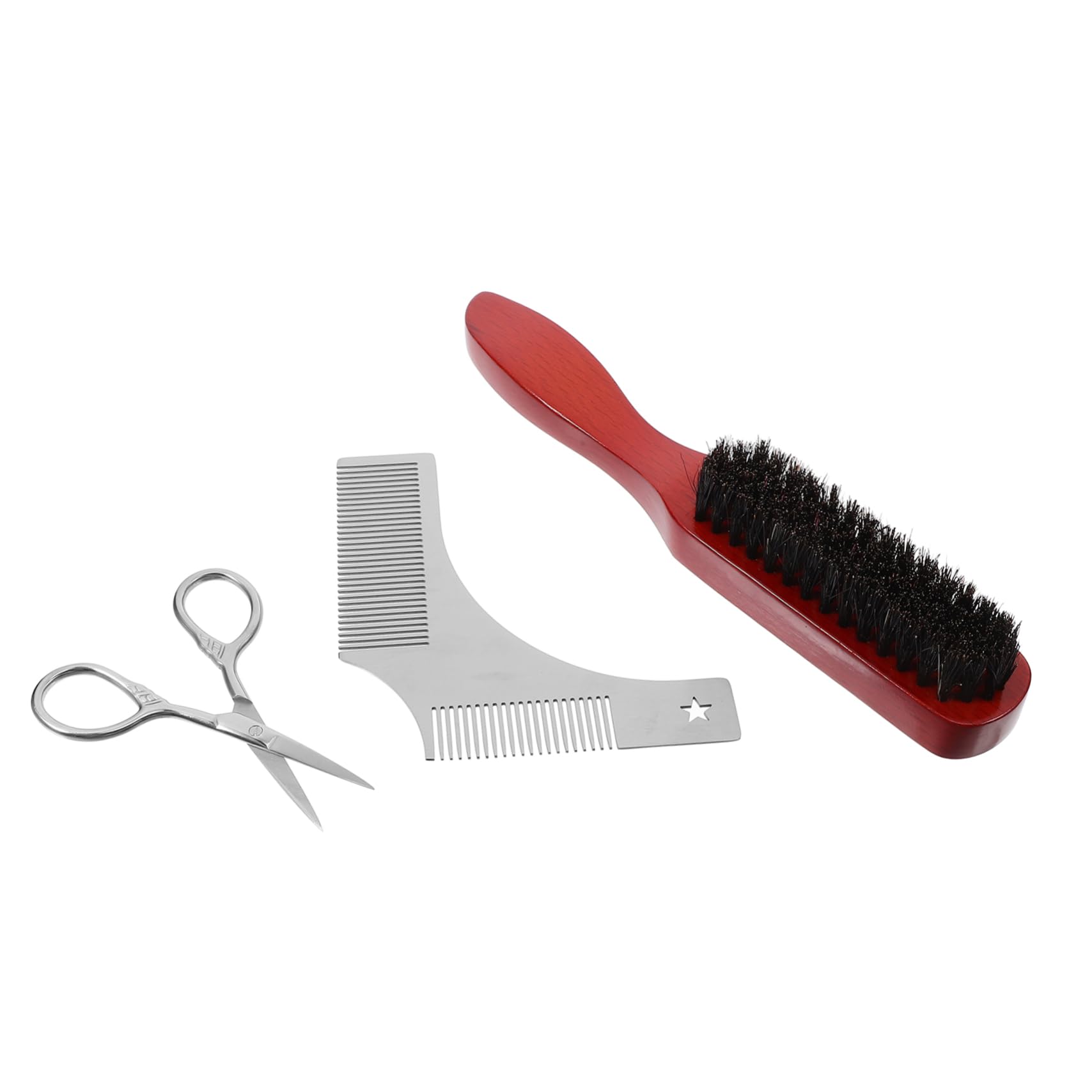 IWOWHERO Beard Grooming Essentials 3pc Brush Comb Trimmer Set Compact Storage Bag for Men