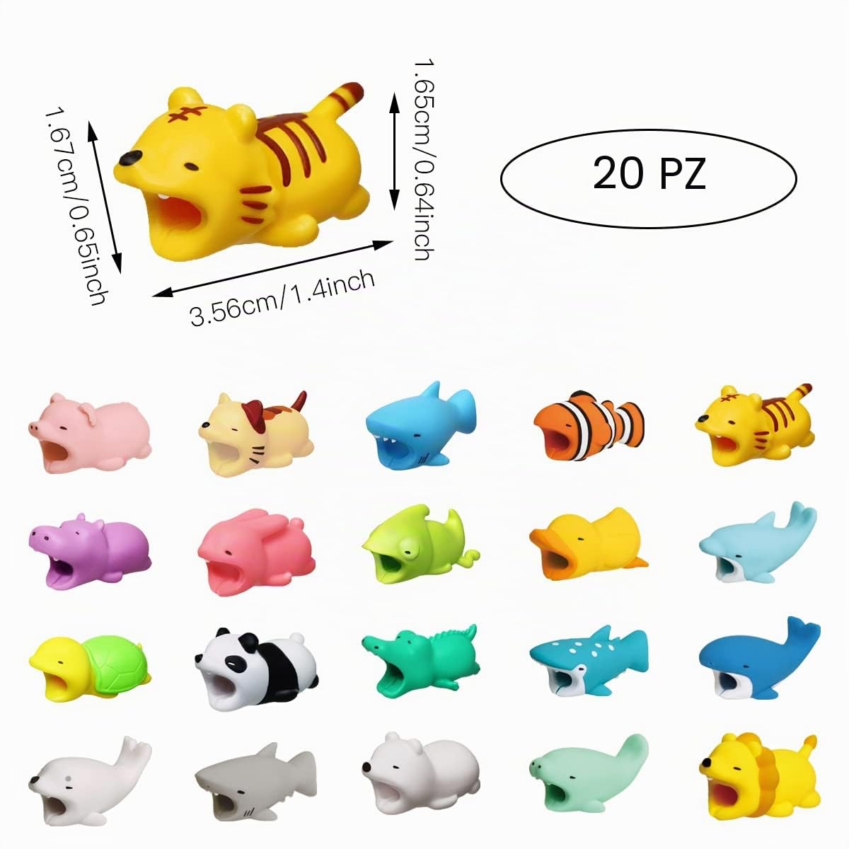 20 Pz Protezione Cavo USB ad Animale, Cute Animal Protector, di Plastica, per Telefono, Protect Caricatore
