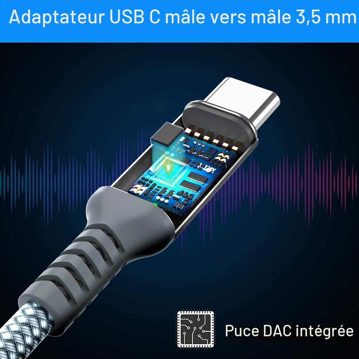 Elebase Câble USB C vers Jack 3.5mm 1.2M Adaptateur Audio pour iPhone 17 16 Pro Max, Samsung Galaxy S26 S25 S24