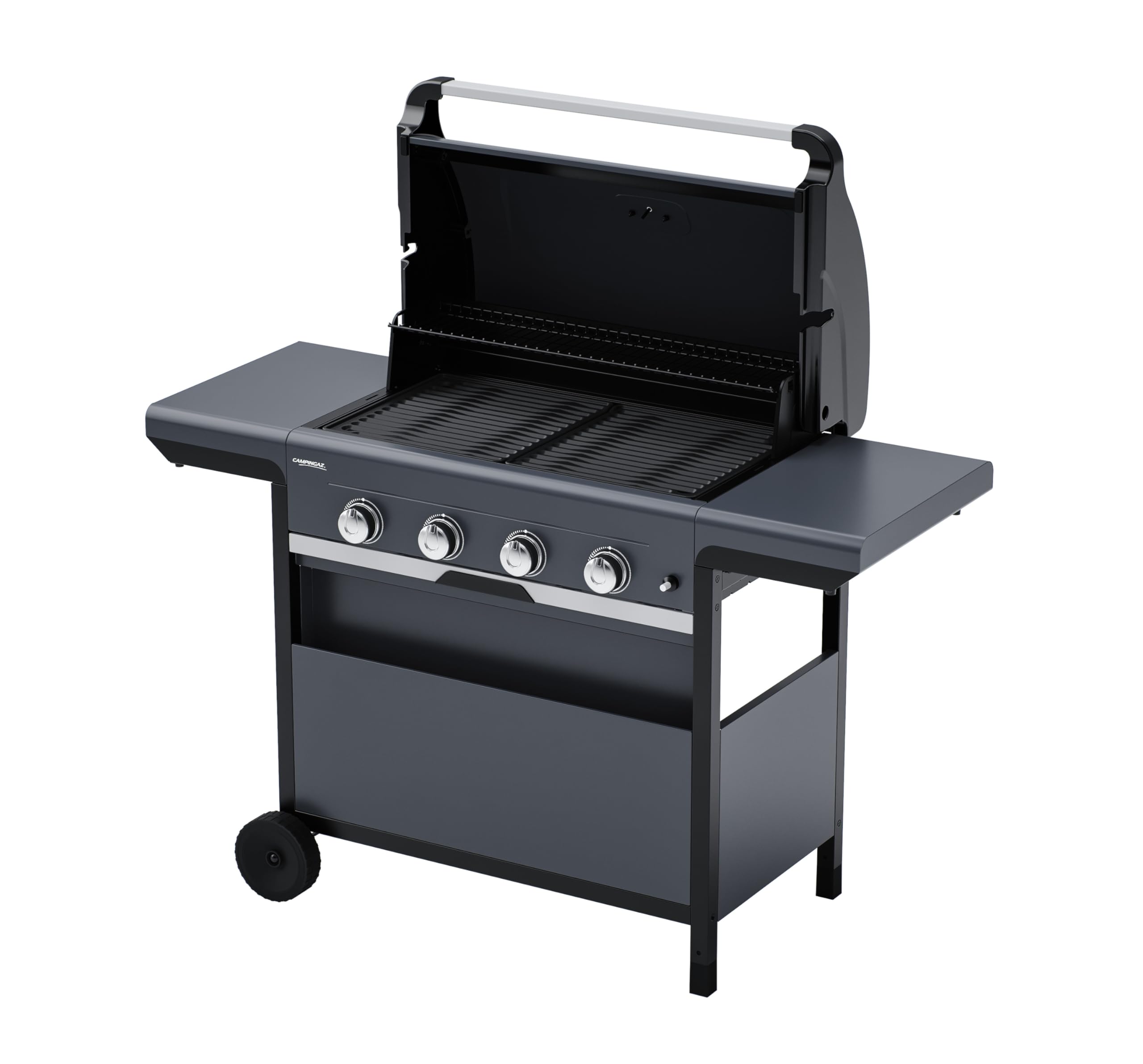 Campingaz Class 4 L Select Gas Barbecue | Barbacoa con Plancha, Carro, Ruedas y Tapa con Termómetro – 4 Quemadores | 12 kW Total, Negro