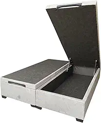 Cama Box Baú Queen Bipartido Suede Luxo - Imperium do Sono - Acabamento Reforçado, Amplo Espaço (198x158x44cm, Suede Cinza)