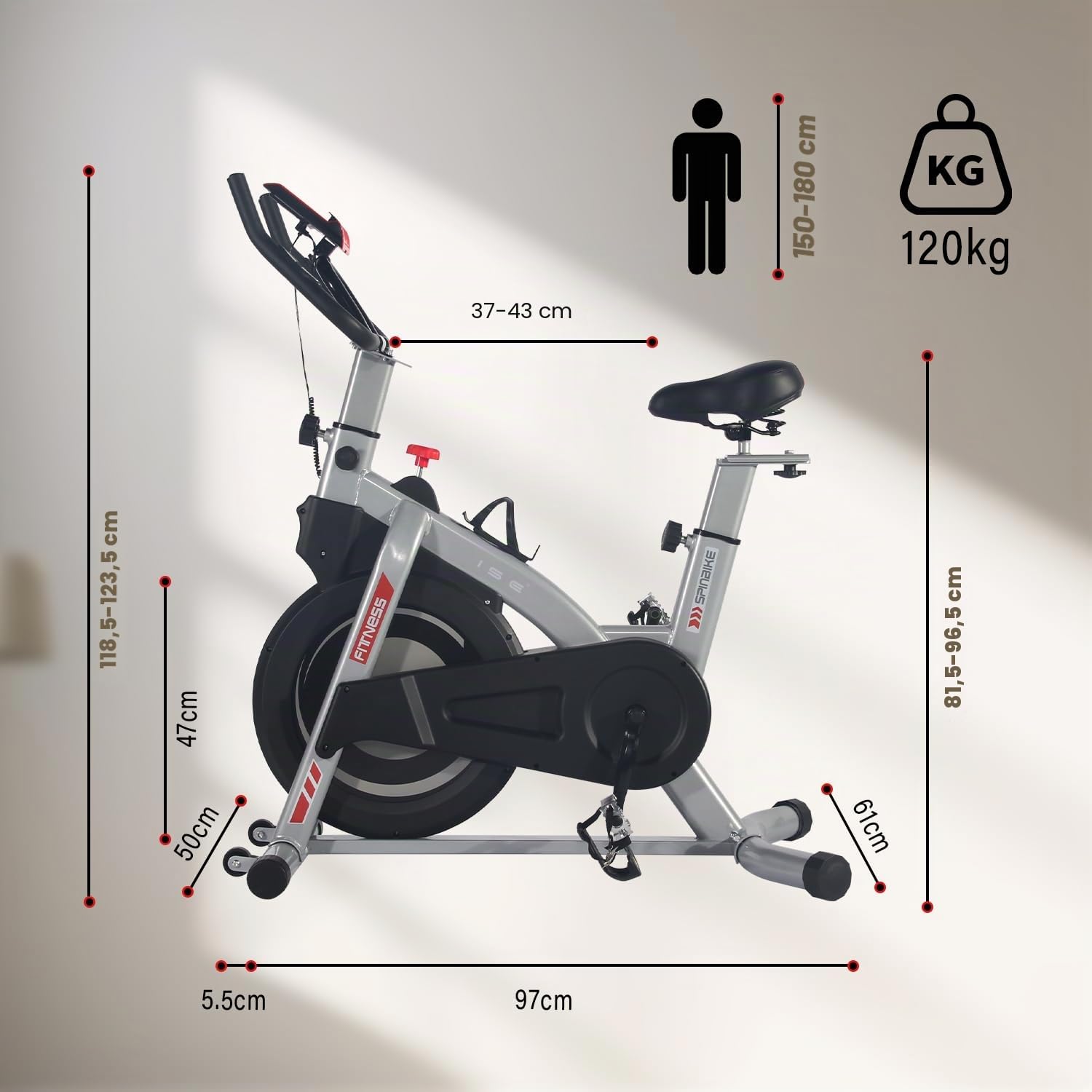 ISE Cyclette da Casa con Resistenza Regolabile, Cyclette per Casa Professionale con Schermo LCD Supporto per Smartphone Exercise Bike per Palestra a Casa
