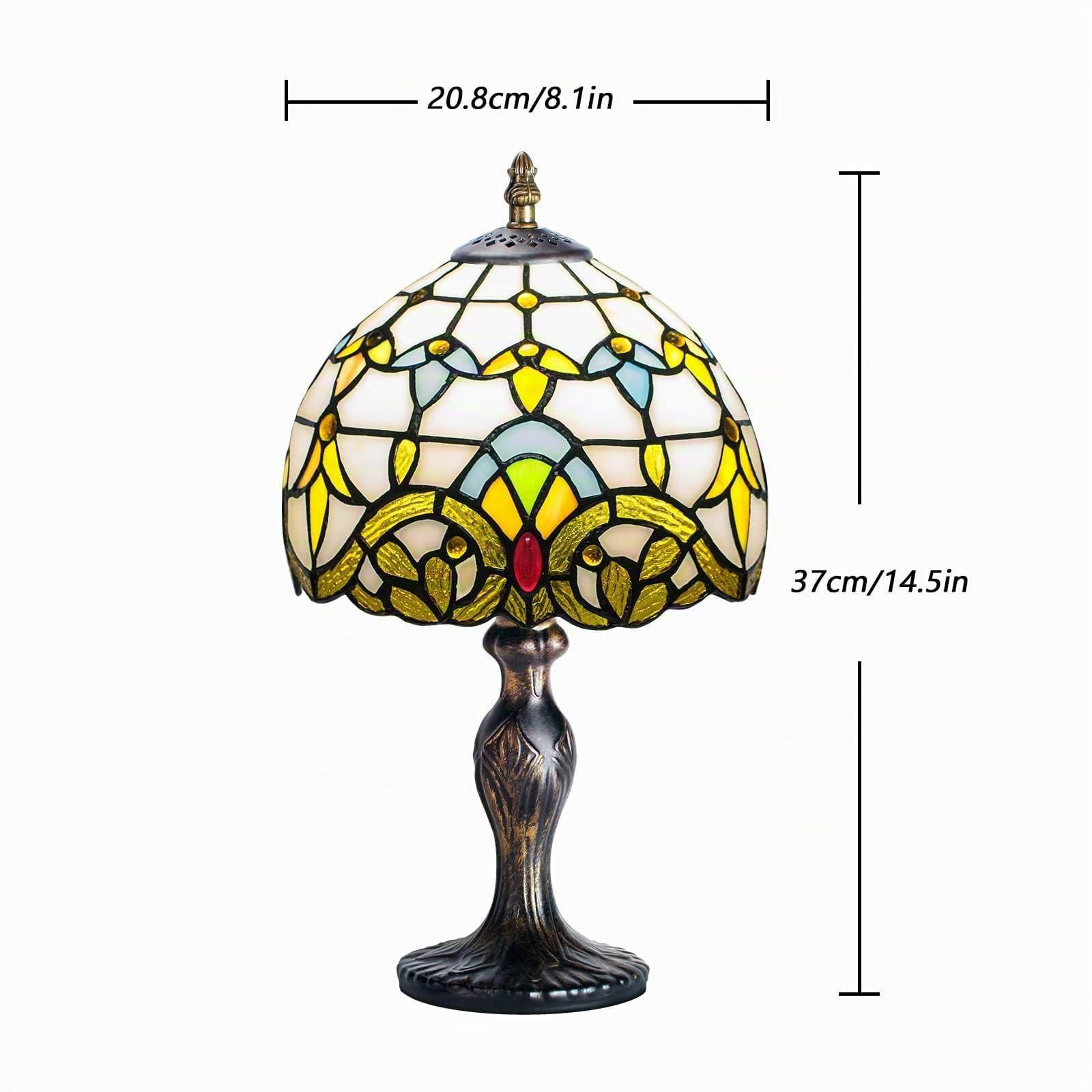 Lampada in stile Tiffany, Creativo Pastorale Minimalista Stil, soggiorno, bar Lampada da tavolo con luce spina mediterranea, Lampadina E27 NON inclusa (Barocco)