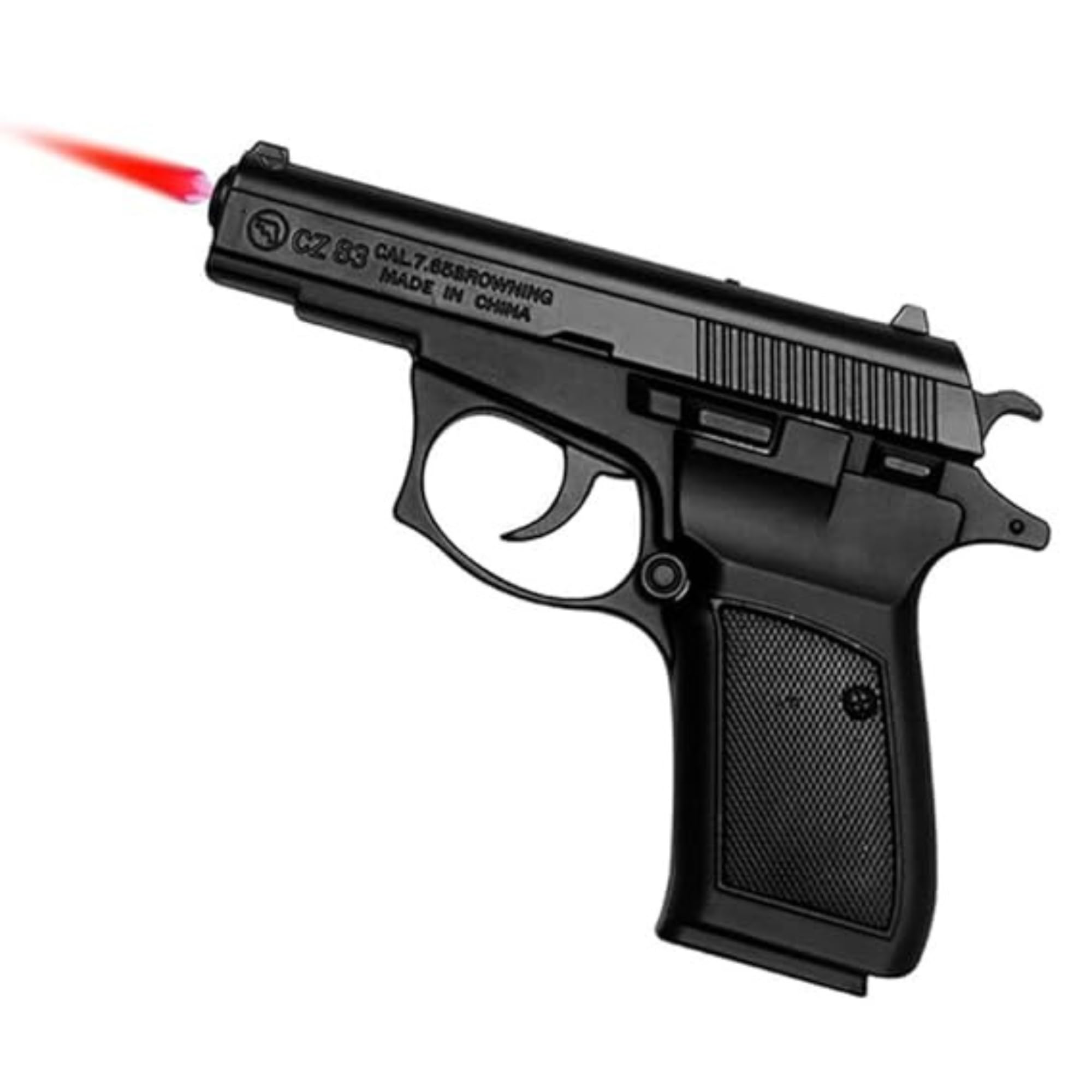 HEADLY Gun Gas Lighter, Pistol Shaped, 7.65 cm, Heavy Metal Body, Pull Back System, with Stand and Holster (CZ-83) (Black)