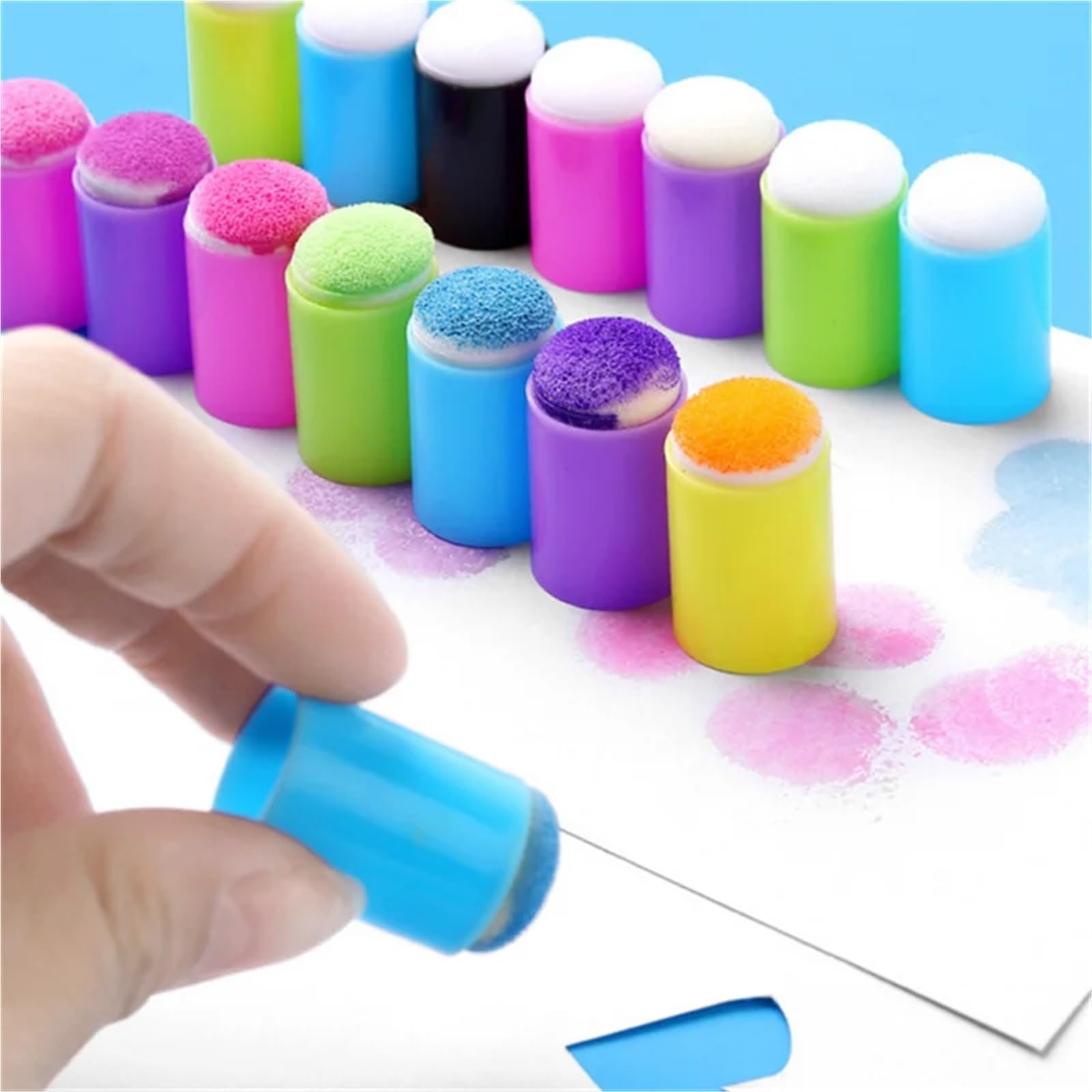 Gąbka na palec Daubers 100 szt. losowy kolor gąbka na palec farba podkładki atramentowe pędzel do stemplowania ręcznie robiony DIY rzemiosło scrapbooking malowanie tworzenie rysunku