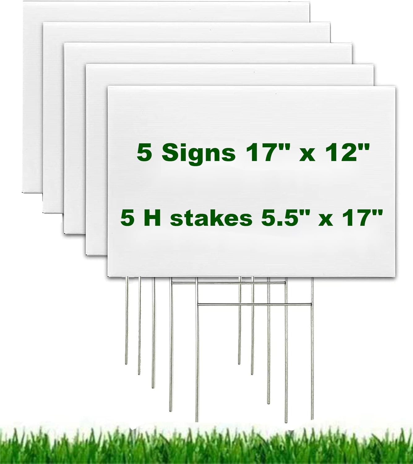 Blank Yard Signs with Stakes 17",White Corrugated Plastic Lawn Sign Double Sided for