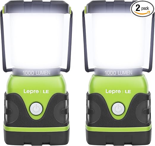 LE 1000LM Battery Powered LED Camping Lantern, Waterproof Tent Light with 4 Light Modes, Camping Essentials, Portable Lantern Flashlight for Camping, Emergency Light, Power Outages, Not Rechargeable