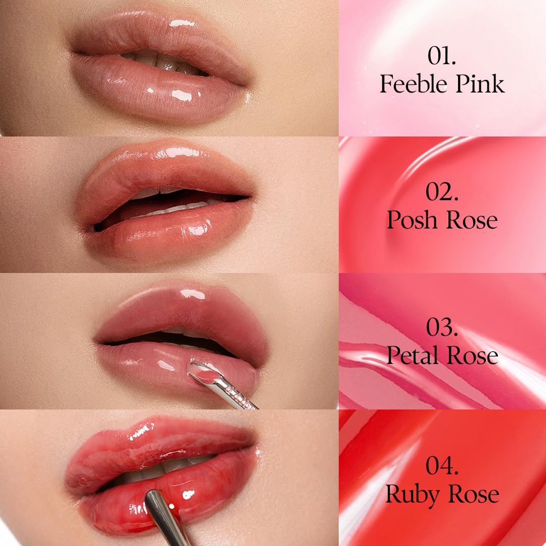d'alba Piedmont Plumping Lip Glow Mood Volumizer, Feuchtigkeitsspendende Lip Plumper mit veganem Ceramid und Vitamin C & E, vollere Lippen, Volumenlisierender Lipgloss, Glowy Finish, Blütenblatt Rose