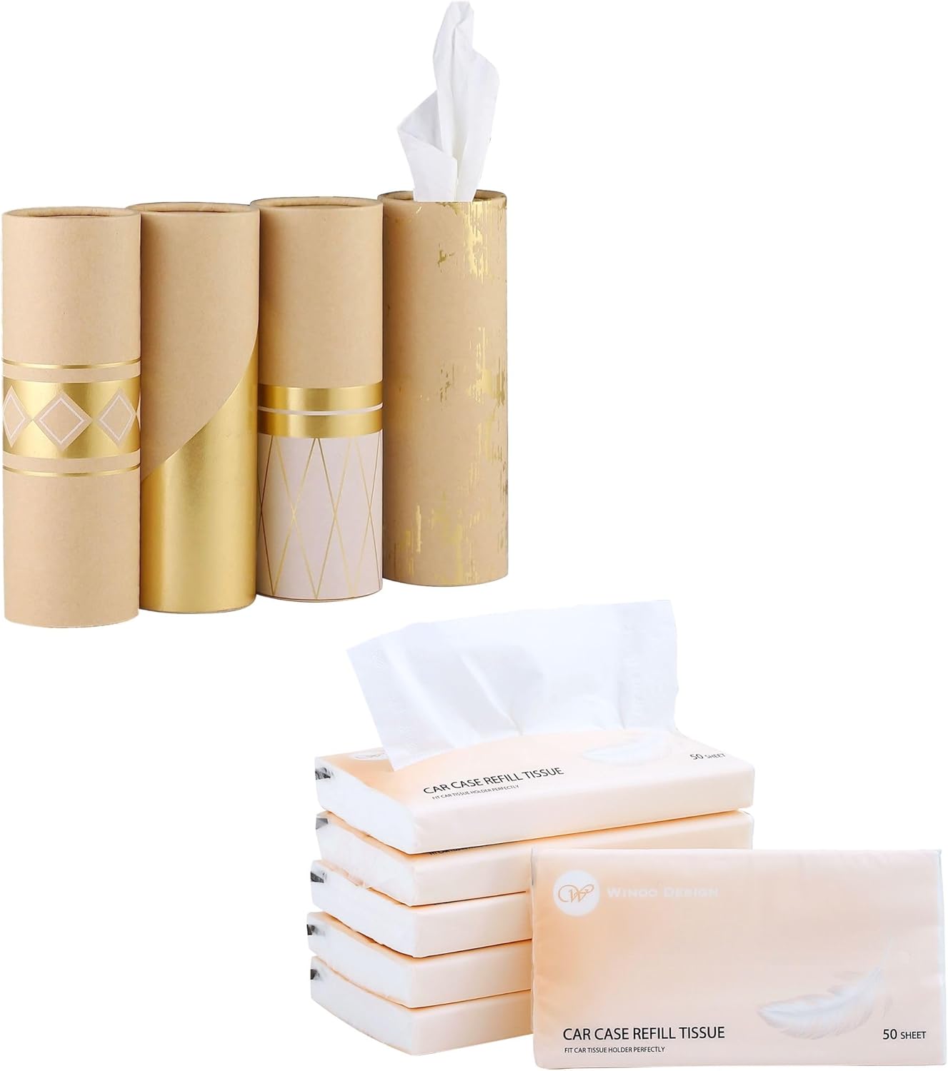 Bundle Car Tissue Holder with Facial Tissues Refills