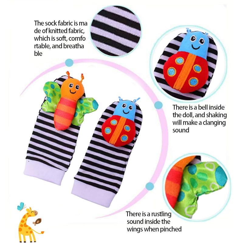 Miniatura 3 de Calcetines de sonajero para bebés de 0 a 3 meses, juguetes divertidos para recién nacidos y bebés, regalos con calcetines de sonajero para bebés