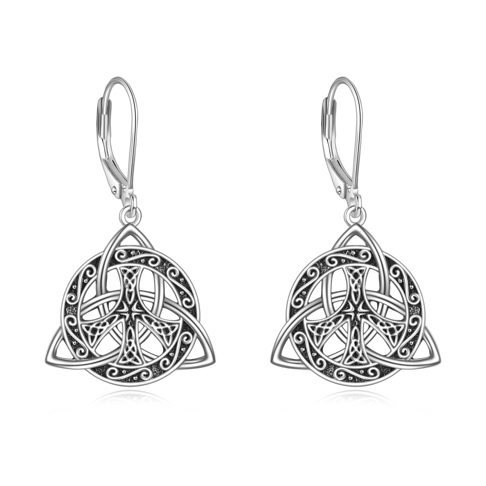 Peace Zeichen Ohrringe Sterling Silber Keltische Trinity Knoten Dangle Drop Dangly Leverback Ohrringe Irish Viking Schmuck Geschenke für Frauen Männer