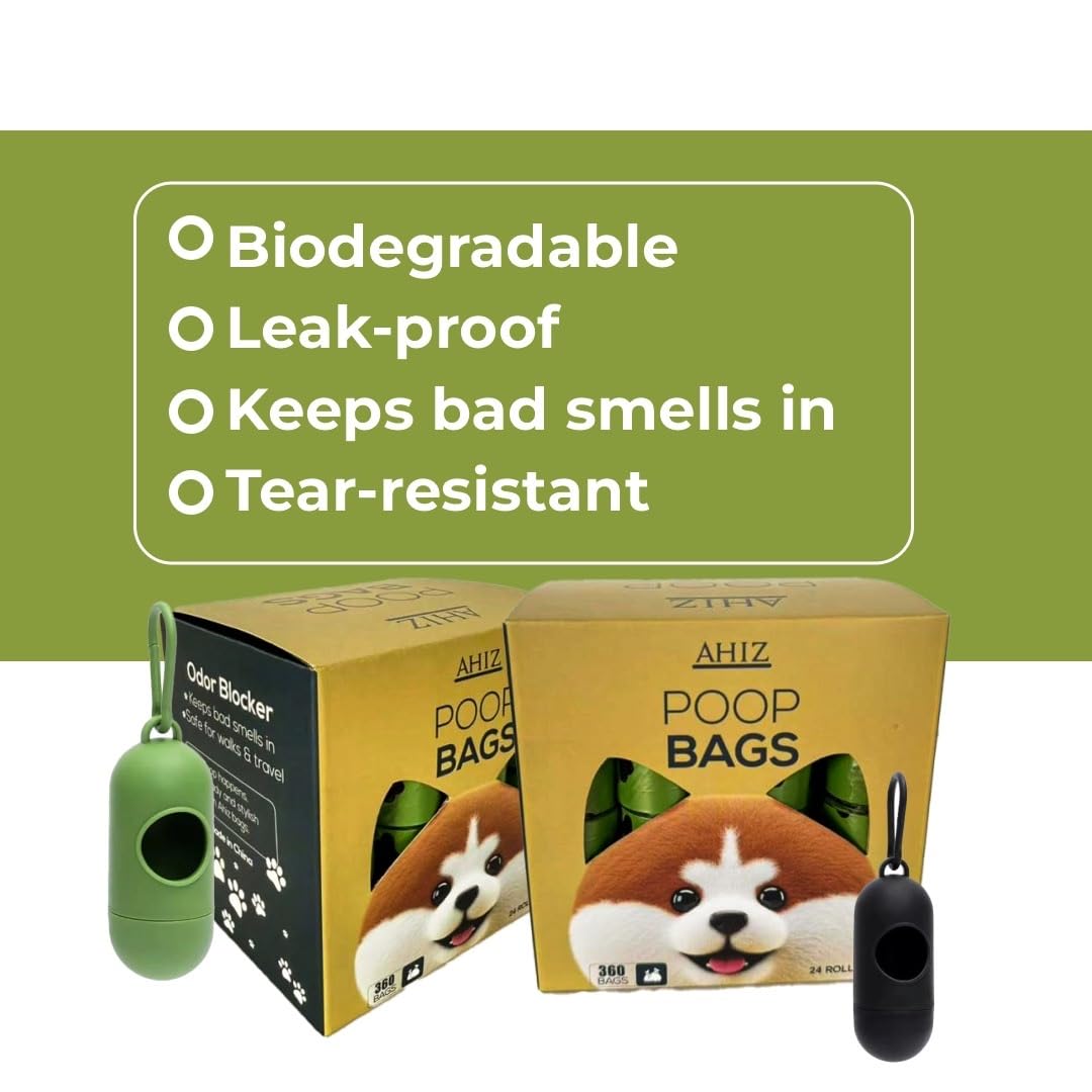 AHIZ Dog Poop Bags with Dispenser, 360 Count (24 Rolls), Thick & Leak-Resistant Waste Bags, Lavender Scented, Easy Tear Rolls - Image 4
