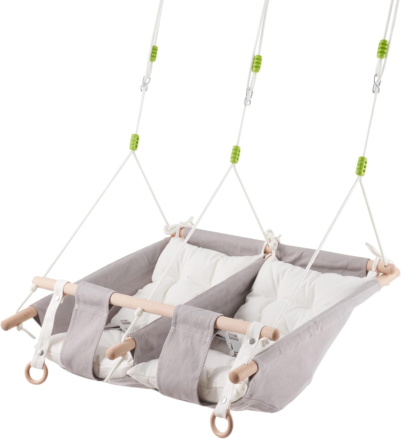 Troispot Twin Baby Swing Bed, 2in1 Wooden Hanging