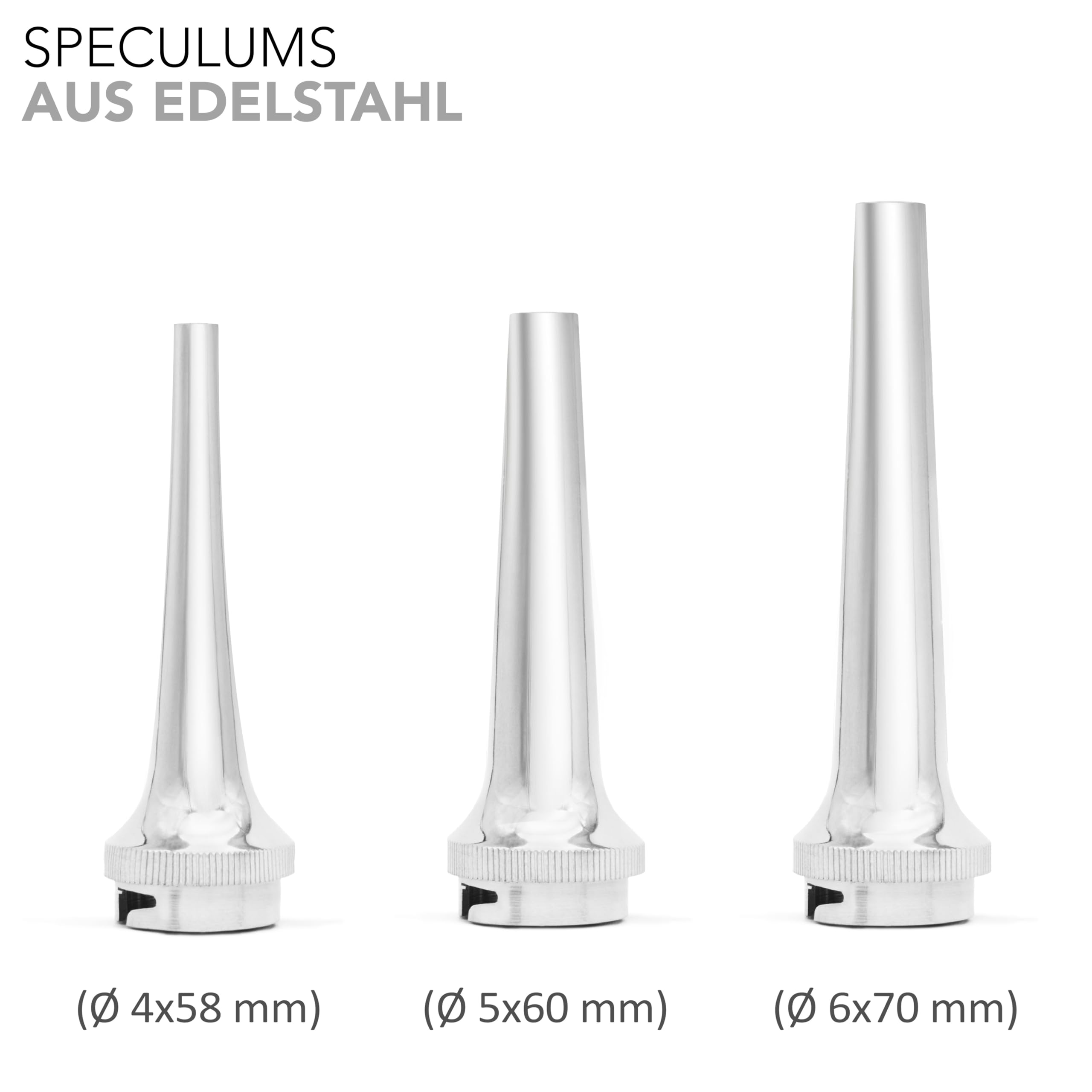 AIESI® Otoskop mit licht Veterinär professionell offenherzig weißlicht LED 3V beleuchtung mit 3 edelstahlkegeln VETSCOPE, Garantie 24 Monate