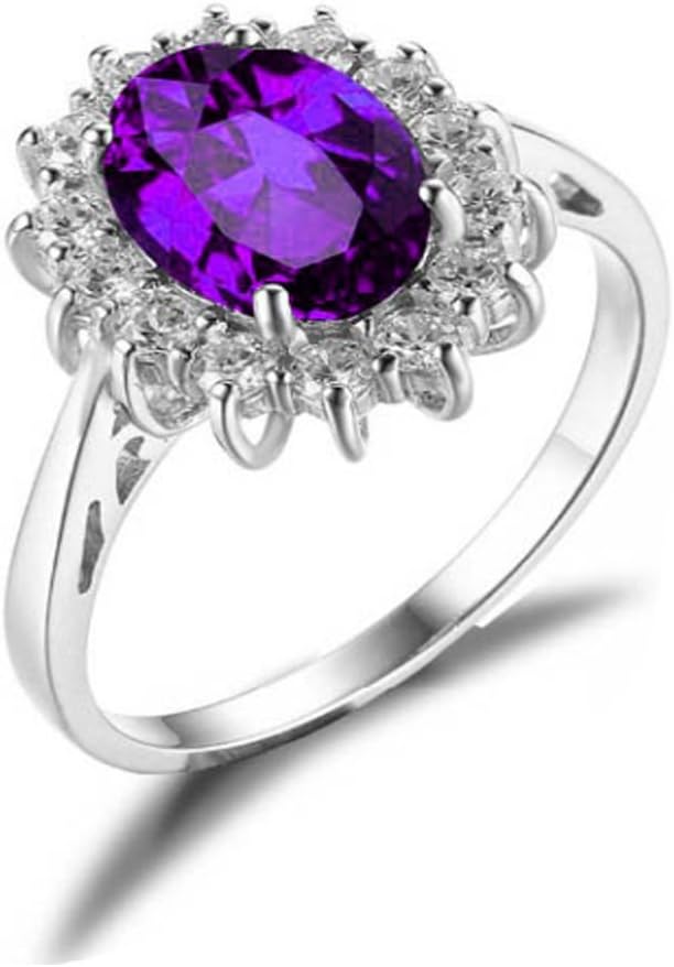 Kate Halo Engagement Ring for Women by Ginger Lyne | Sterling Silver Oval Blue with Clear Accents Cubic Zirconia | CZ Birthstone or Promise Ring for Her | Bridal Jewelry for Wife