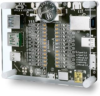 Treedix USB Cable Data Wire Test Board USB LineCable Tester USB Cable Checker Data Wire Charging Test Board for Type A Type B Type C Micro B Mini B Lightning with Stand