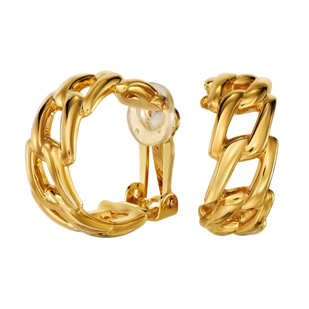 Traveller Ohrclip Creolen - Damen - Vergoldet - Glieder Design - 25mm - 157887
