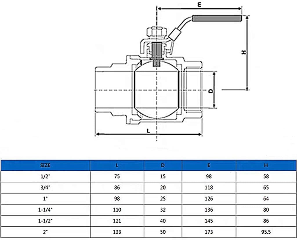 lever ball valves,ball valve,1pcs 1/4" 3/8" 1/2" 3/4" 1" Three-Way Ball Valve,L Type T Type Stainless Steel Ball Valve,DN8 DN10 DN15 DN20 DN25 BSP Female Thread Valve (Color:T Type,Size:DN ( Color : D