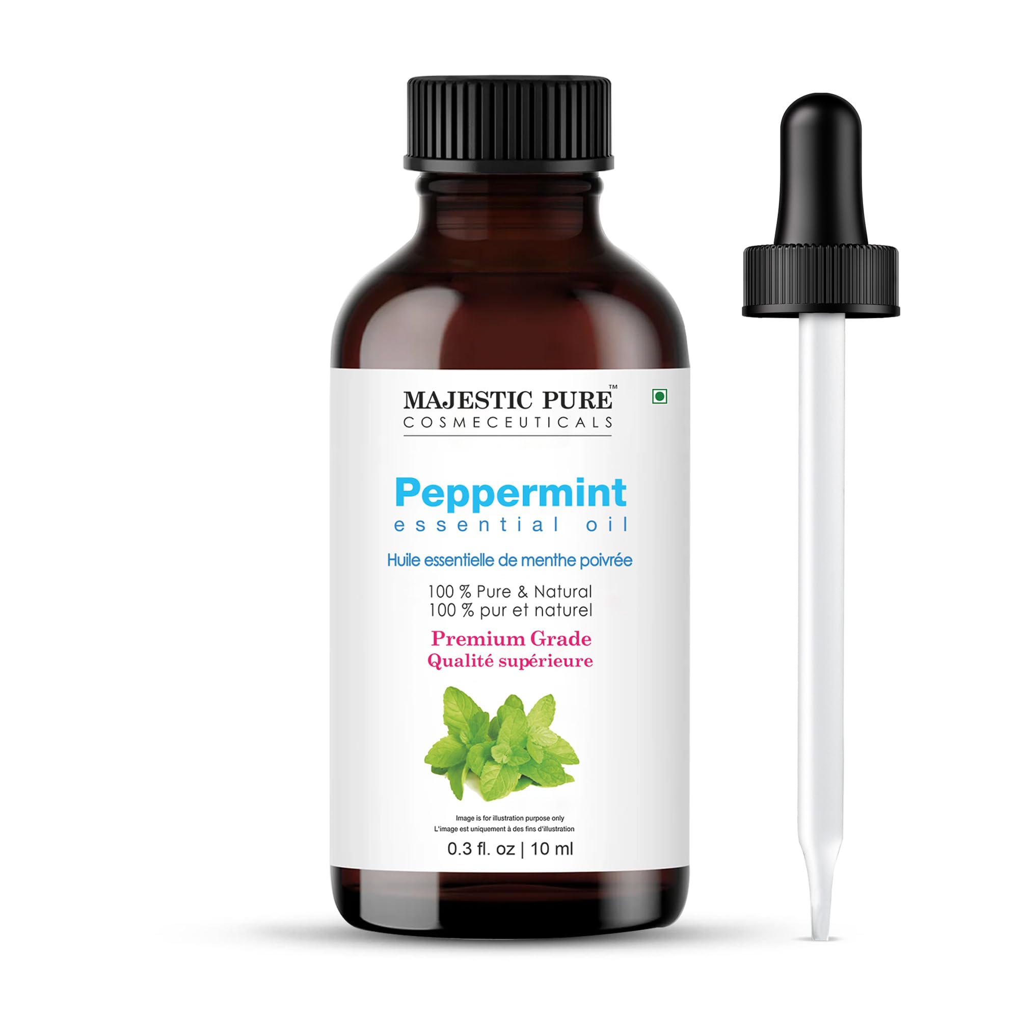 Majestic Pure Peppermint Essential Oil - 100% Pure Peppermint Oil for Aromatherapy, Massage & Topical Uses, Perfect for Diffuser & Essential Oil Diffuser - 0.3 fl. oz