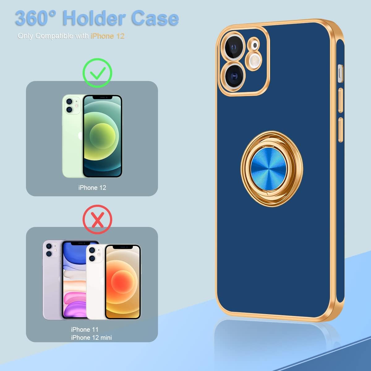 Fingic for iPhone 12 Case 360° Rotatable Ring Holder Magnetic Kickstand image 2