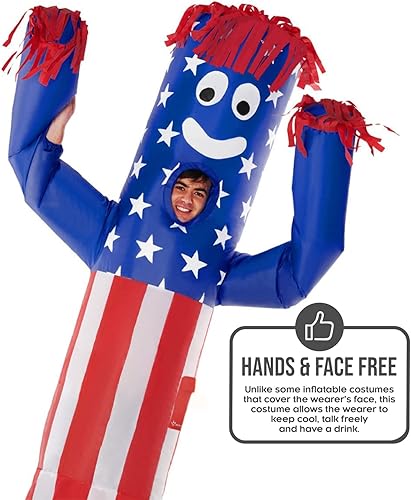 Vista 4 de Morph Disfraz inflable de EE. UU., disfraz inflable de hombre de tubo inflable, disfraz inflable de hombre de brazo ondulado, disfraz inflable