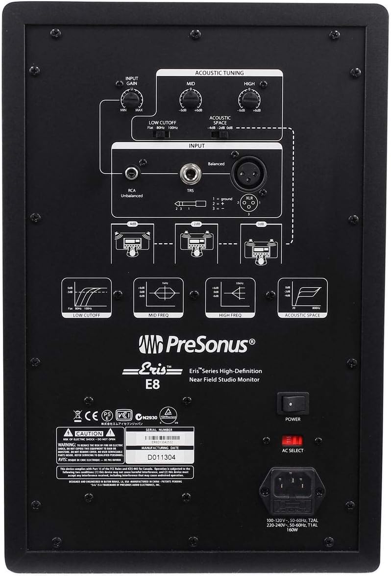 PreSonus Eris E8 2-Way Active Studio Monitors (Single)