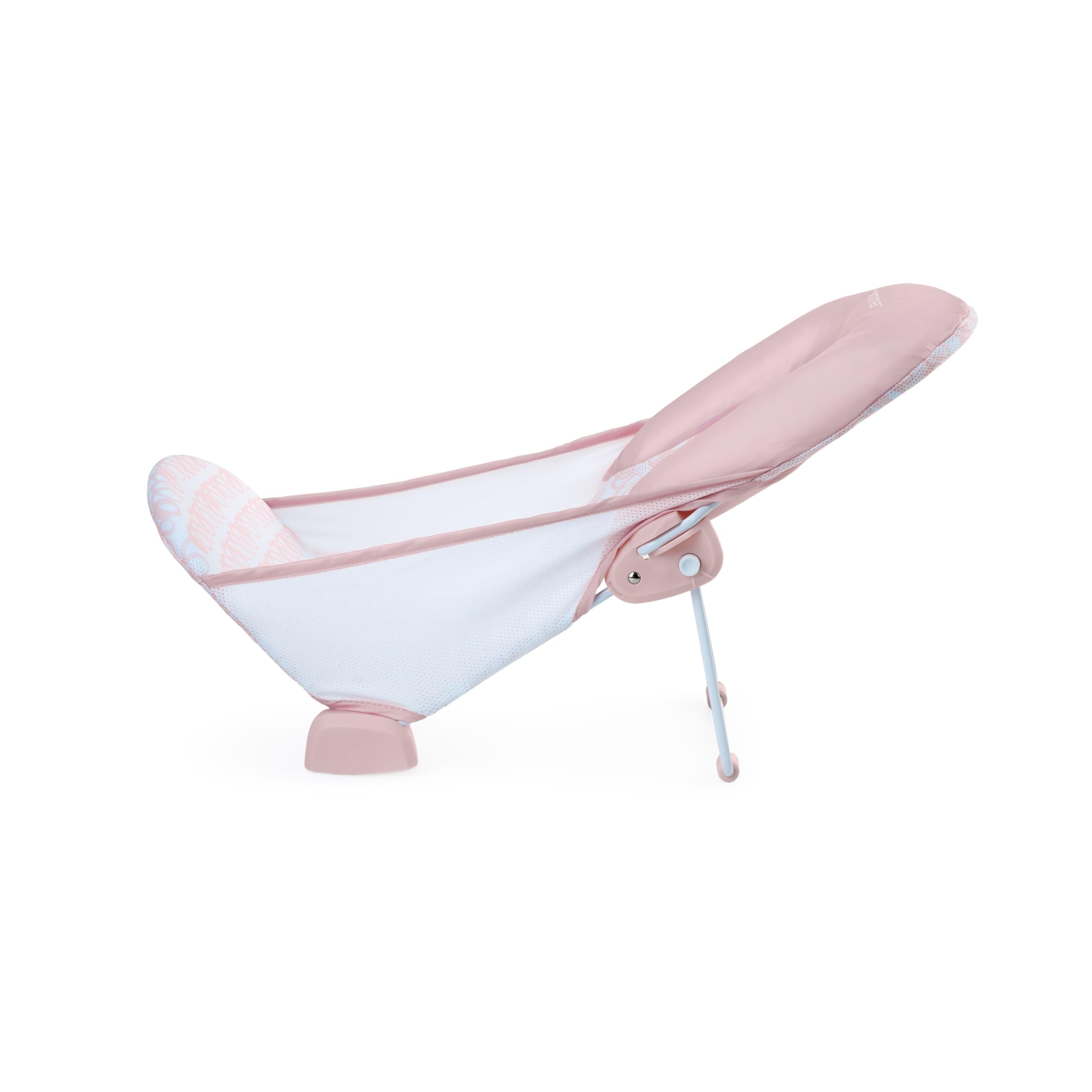 Ingenuity FoldAway 2-Position Bagnetto, seggiolino da bagno per bambini regolabile a 2 posizioni per lavandino o vasca da bagno, età 0-6 mesi, fino a 9 kg, Rosa