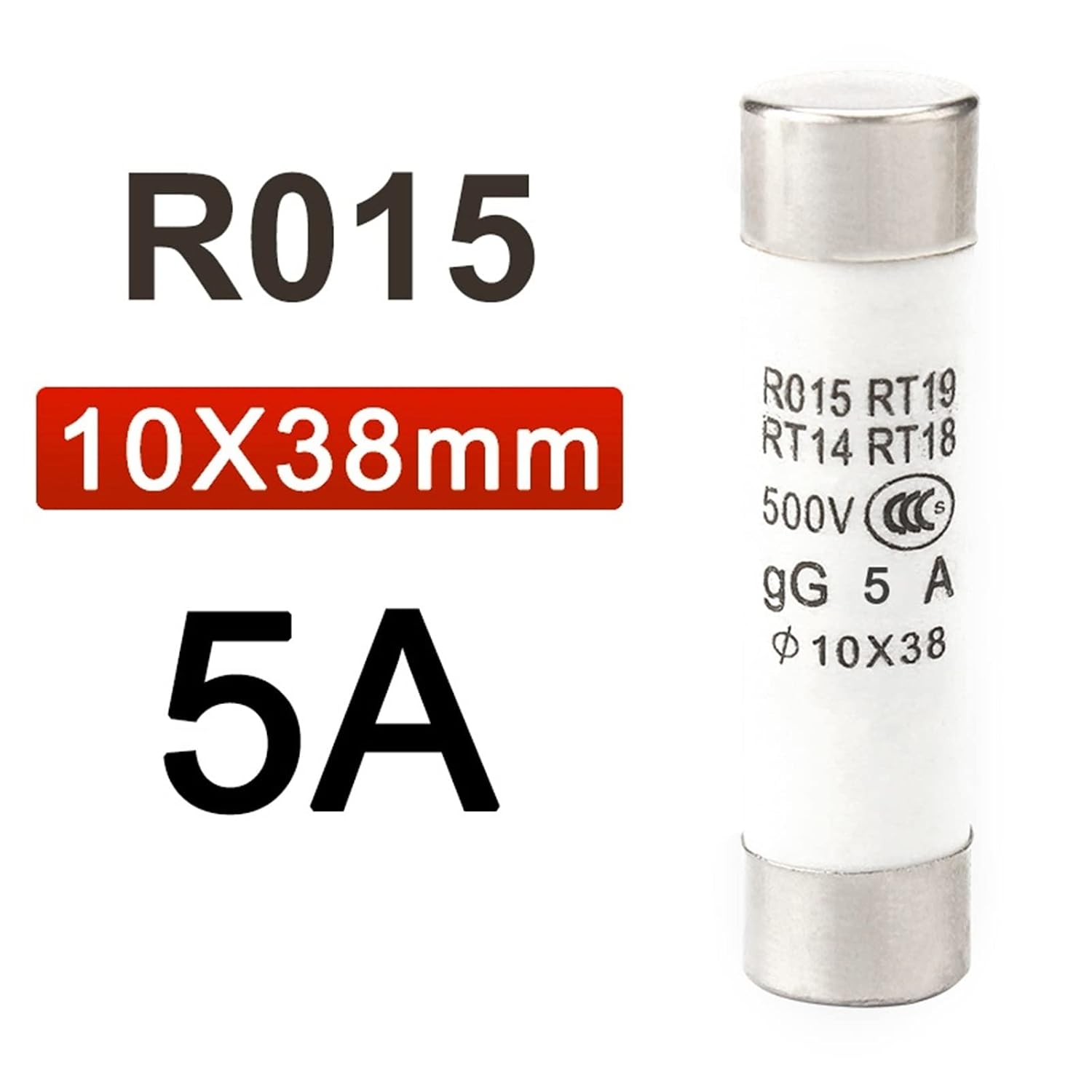 10Pcs 10 * 38 Fast Blow Ceramic Fuse 10x38mm 500V 1A 5A 6A 10A 20A x 32A RO15 RT19 RT14 RT18