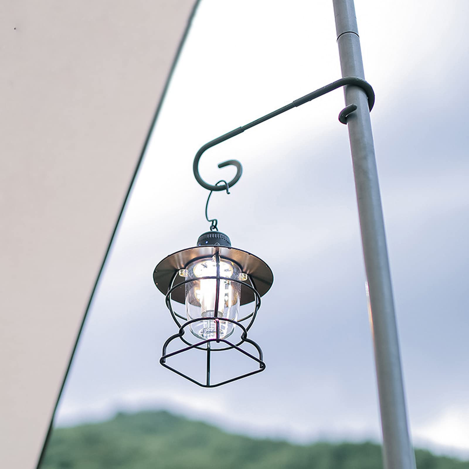 3 Pezzi Supporto per Lanterna Campeggio, Gancio per Lanterna a Doppia Testa, Progettato per il Campeggio Selvaggio, per Appendere Lampade Elettriche, per i Bagagli(Verde)