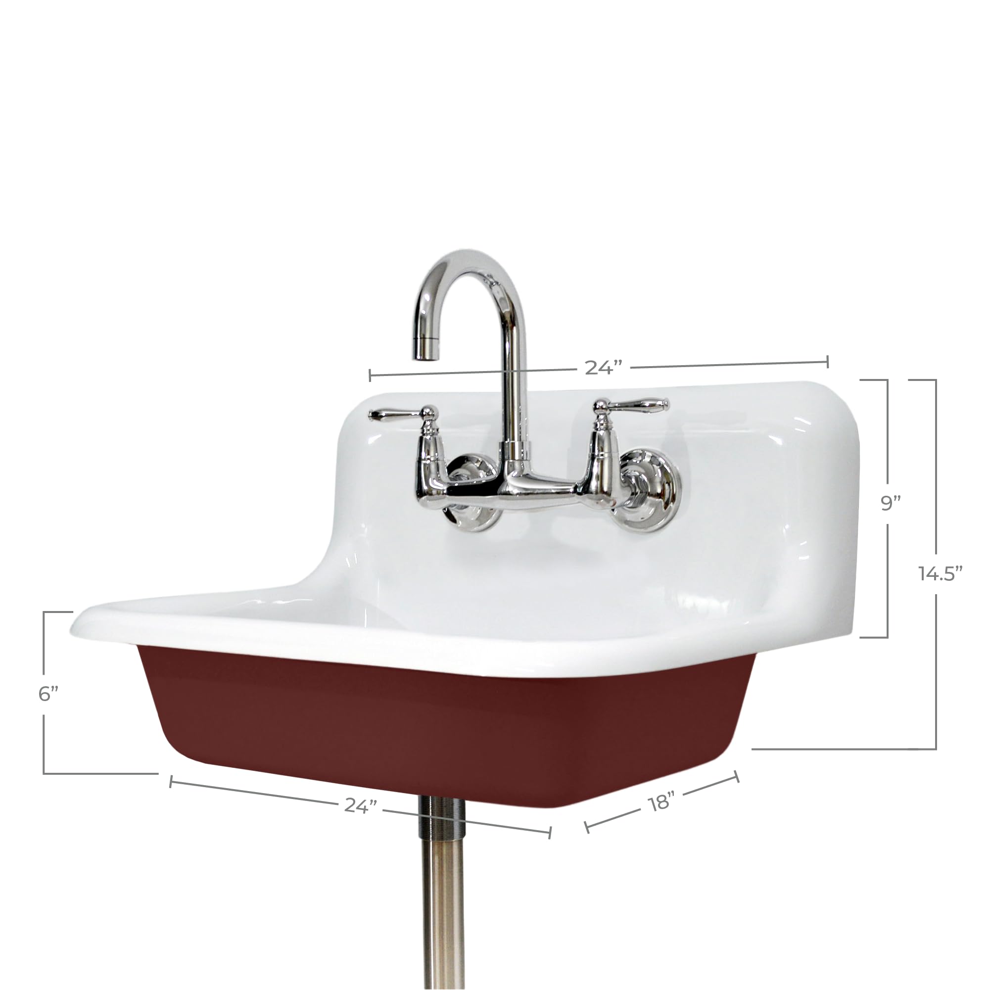 Riley & Higgs 18" Wall Mount Utility Sink With Faucet – Cast Acrylic Farmhouse Sink For Bathroom/Laundry (Summit Gray)