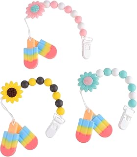 Totority 3 Pçs Mordedor Chupeta Infantil Chupetas De Silicone Chupeta De Silicone Clipe Chupeta Lovey Adorável Suporte De Chupeta Contas De Dentição De Silicone Corrente De Chupeta Molar