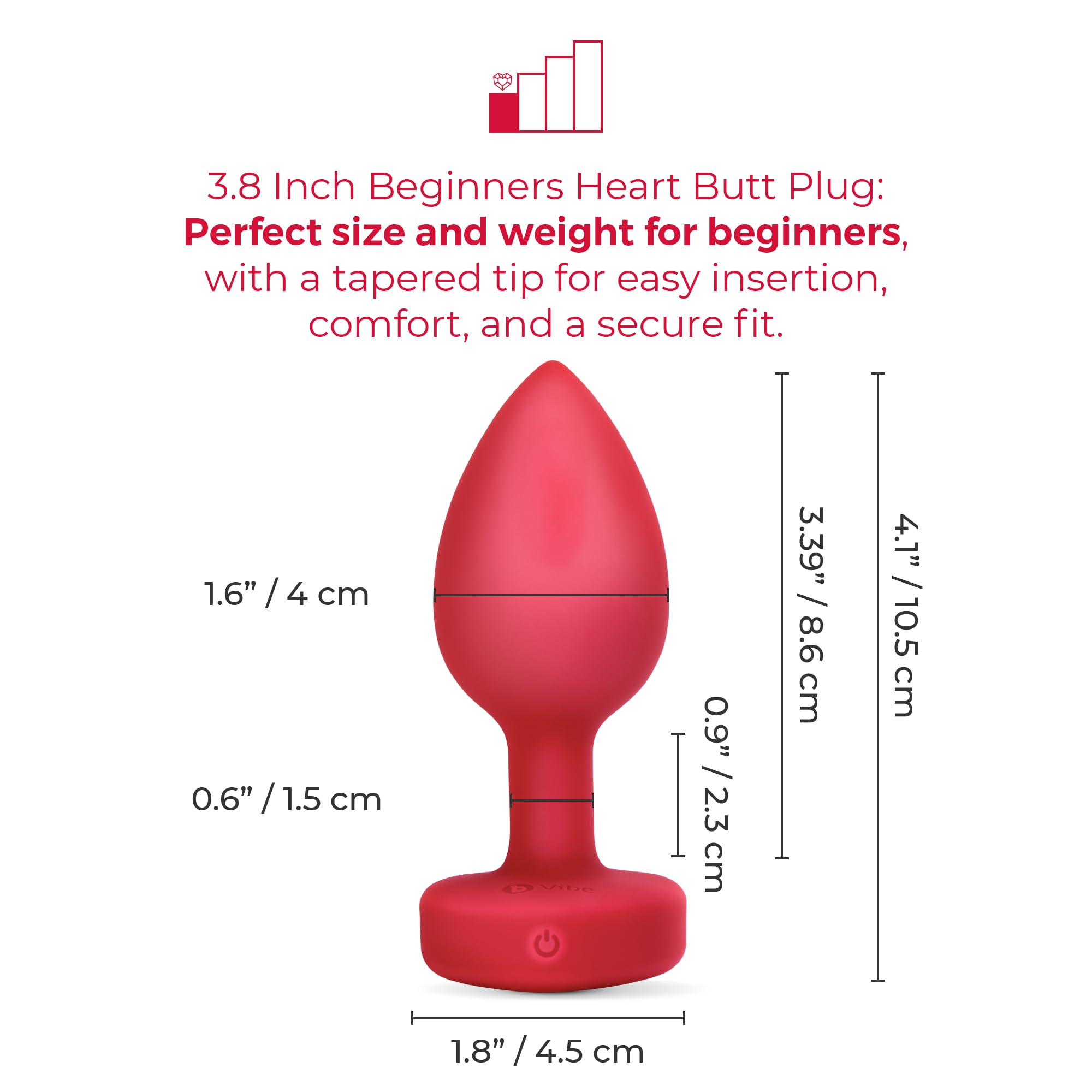 b-Vibe Vibrating Heart Anal Plug, Remote Control Vibrating Butt Plug,  Prostate Massager Anal Toy, Couples