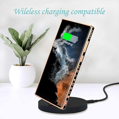 Miniatura 6 de Fiyart Diseñada para Samsung Galaxy S23 Ultra 5G, bonita funda chapada en amor para mujeres y niñas, con protector de pantalla, protector de cámara,