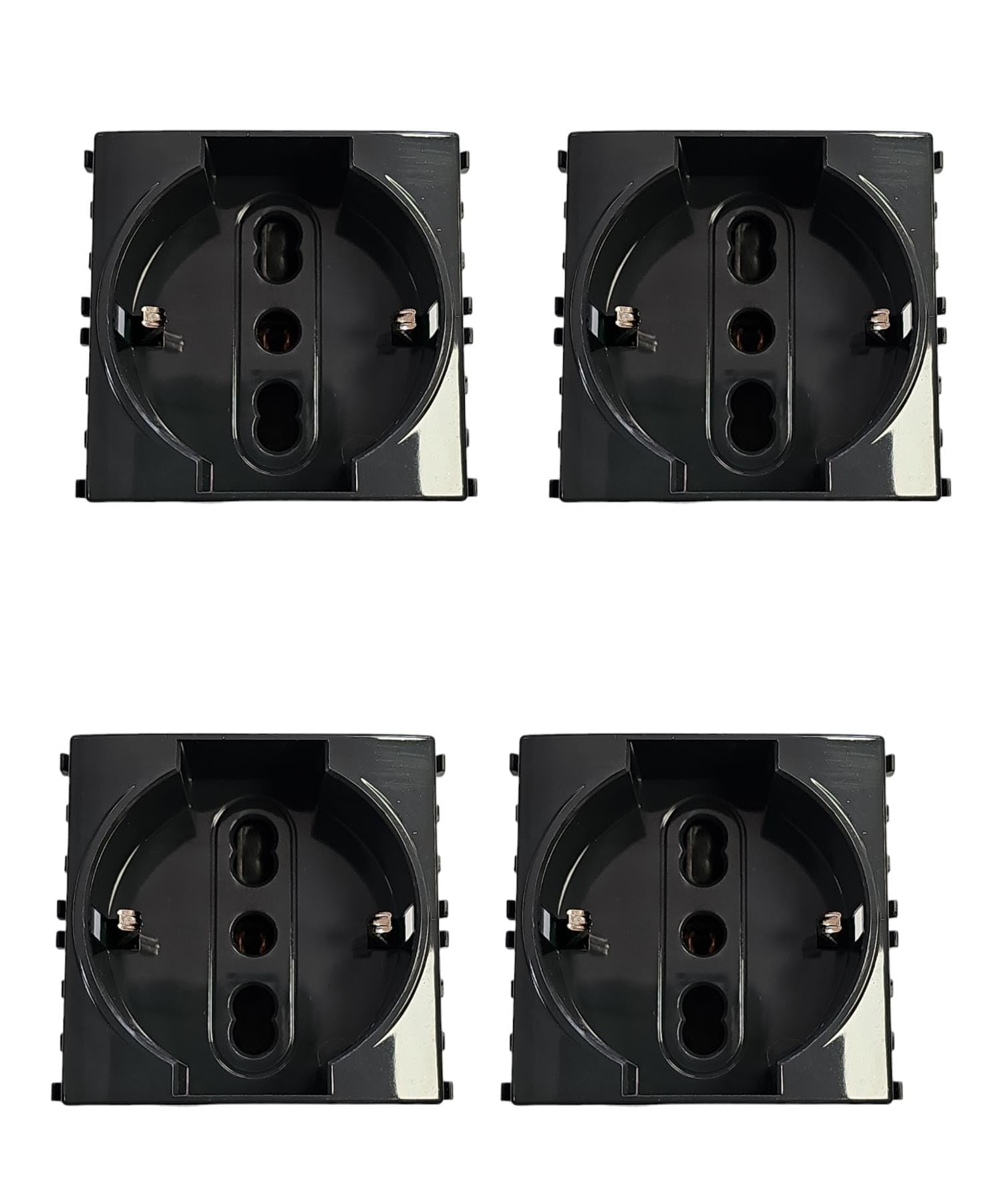 Presa Bipasso Schuko 2P+T 16A Nero Compatibile CON Vimar Plana Colore Nero (4)