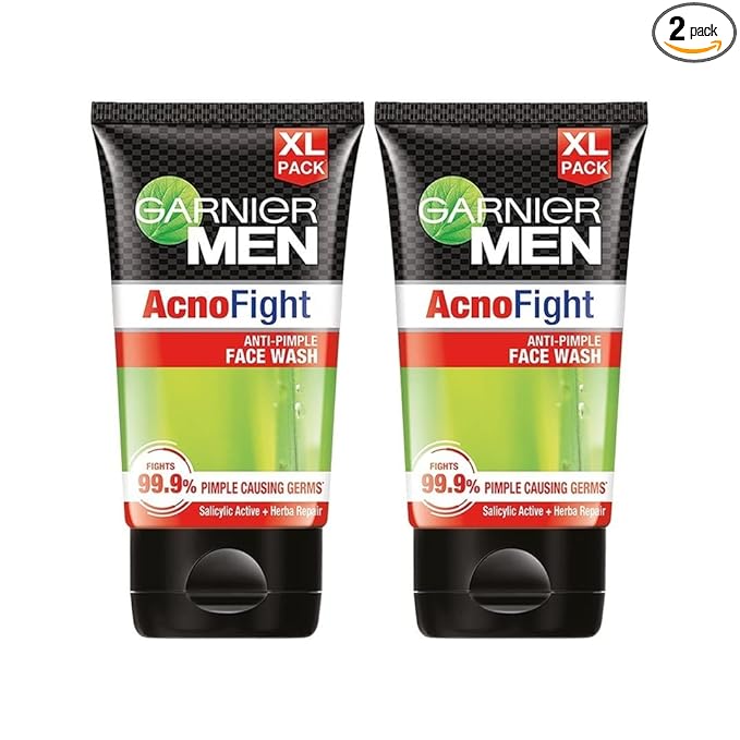 Garnier Men, Anti-Pimple Face Wash, Repairs Skin & Balances Oils, AcnoFight, 2 x 150g (pack of 2) at Rs. 211