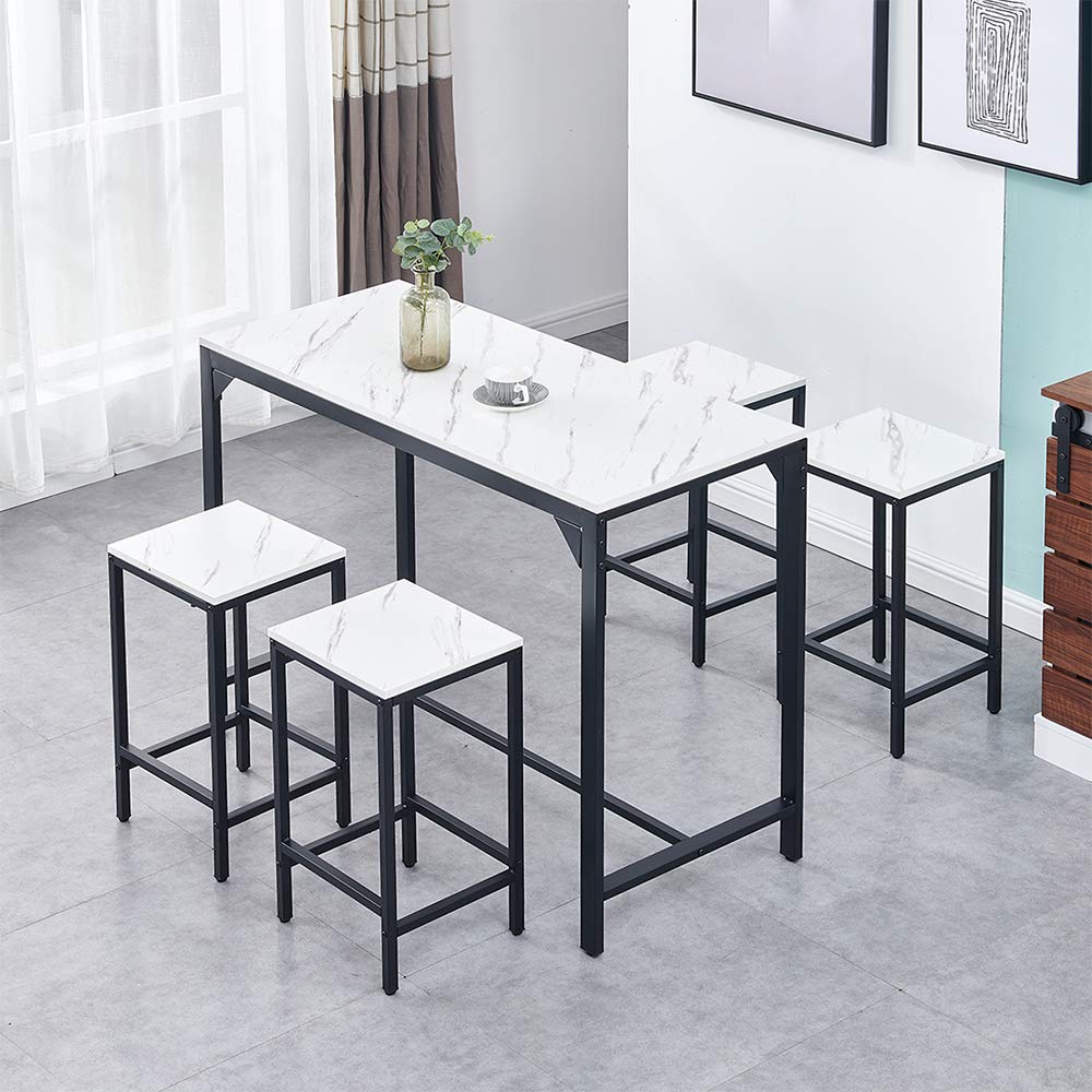 Buy 5Piece Home Bar Table and Stool Set, Pub Table Set with High Stools for Kitchen Dining Room