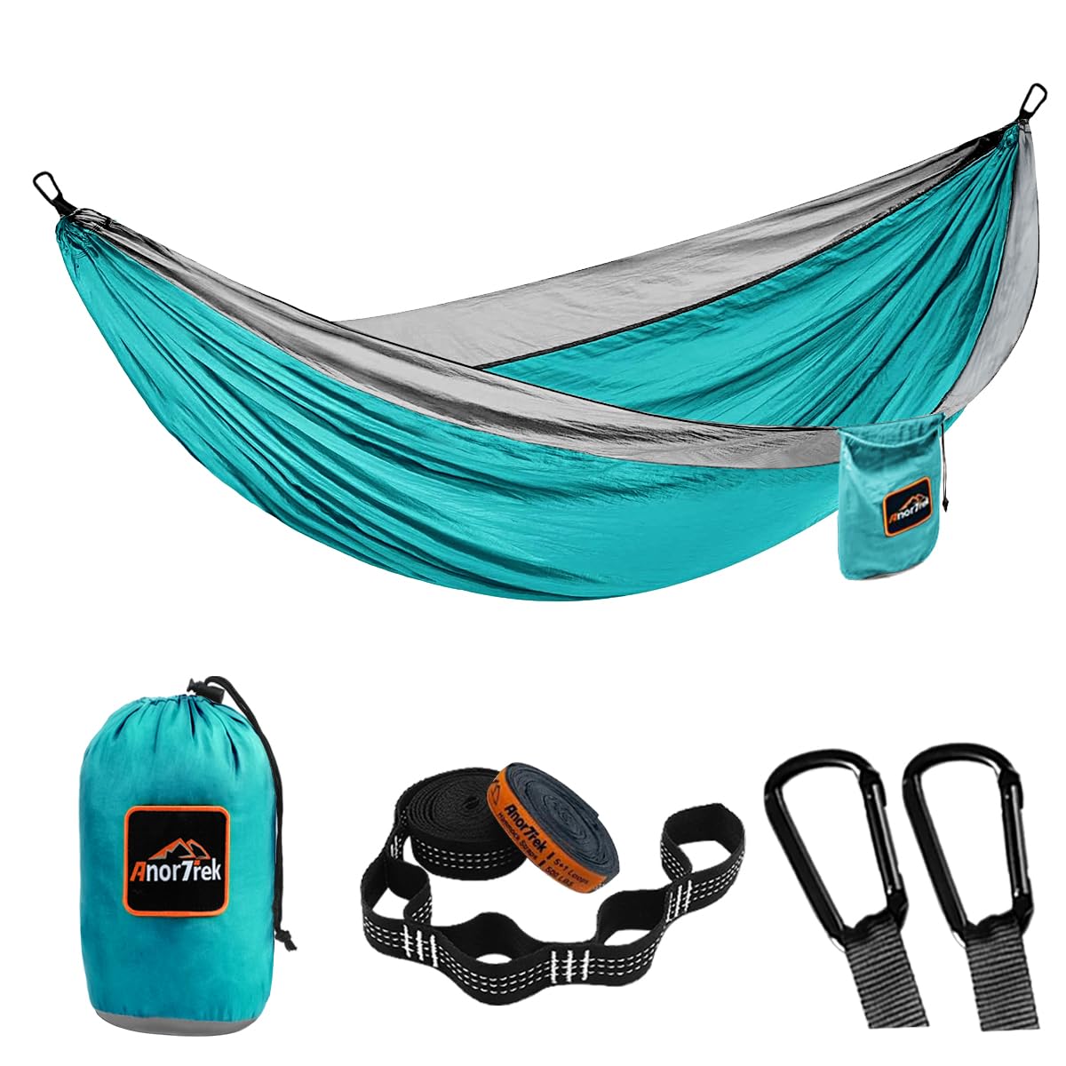 Anortrek Outdoor Hammock 2-Person 300x200 cm [250kg Load Capacity] Ultralight – Camping Accessory with Tree Straps, Breathable Nylon Travel Hammock for Hiking & Garden
