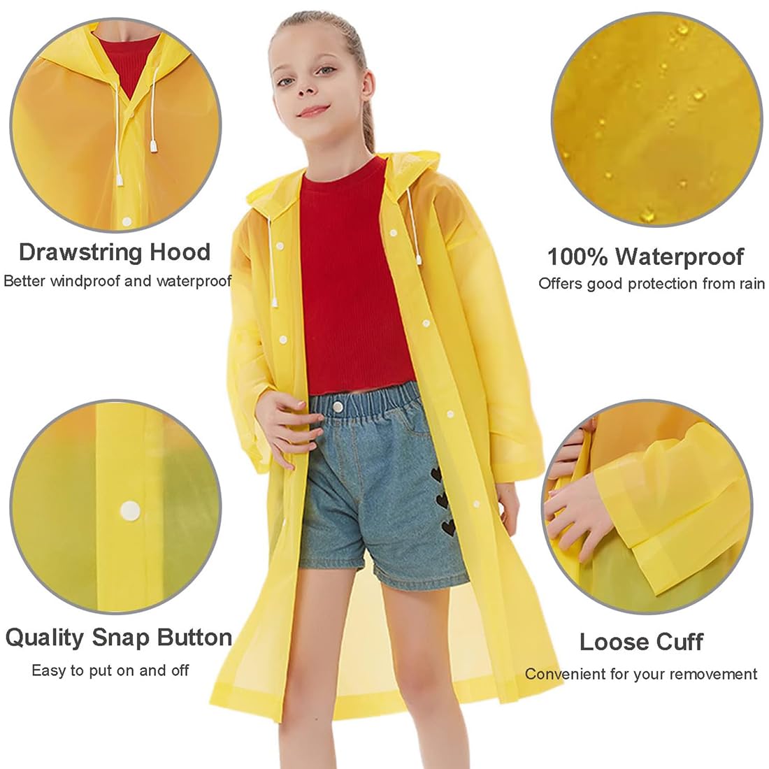 2 Piezas Eva Poncho Reutilizable,Poncho de lluvia para niños,Poncho de lluvia impermeable portátil,Adecuado para niños