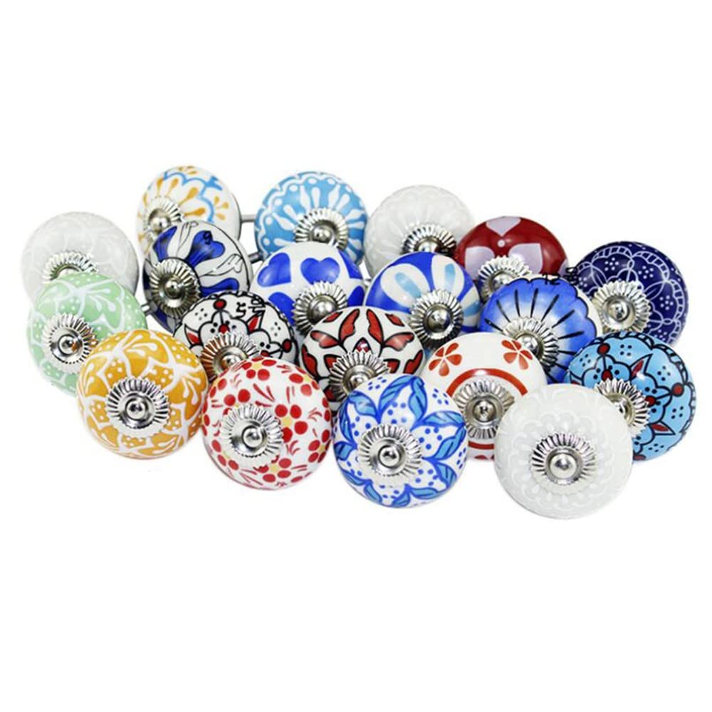 8 Pezzi Pomelli Per Cassetti Mobili Vintage, Pomelli In Ceramica Di