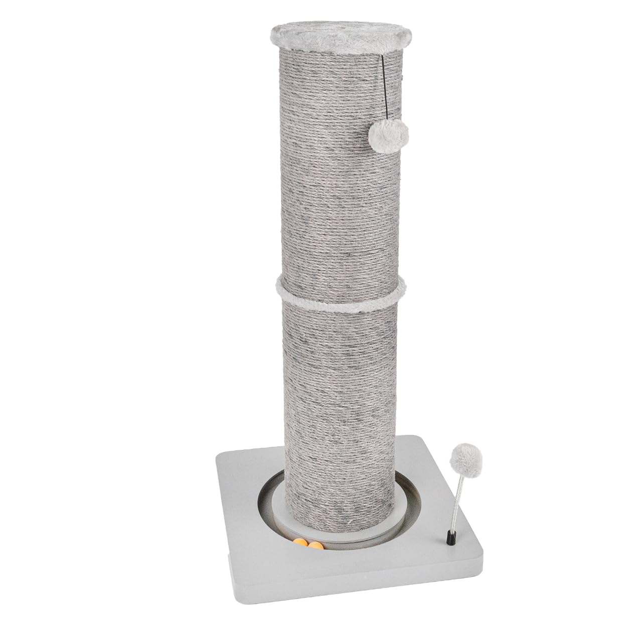 CanadianCat Company | Kratzstamm für Katzen - Carla - mit Spielzeug | interaktives Katzenspielzeug selbstbeschäftigung | mit 82cm-hoher Kratzsäule Ø20cm | ca. 40 x 40 x 86 cm