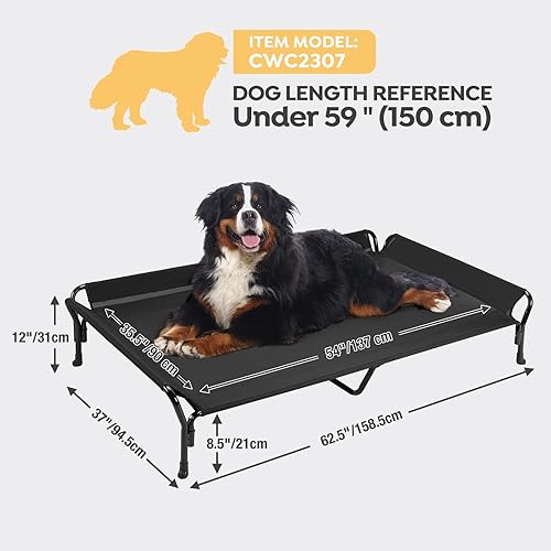 Miniatura 3 de Veehoo Cama elevada refrescante para perro, cama elevada para perro, base de cama para perro a prueba de mordeduras con malla Teslin lavable y