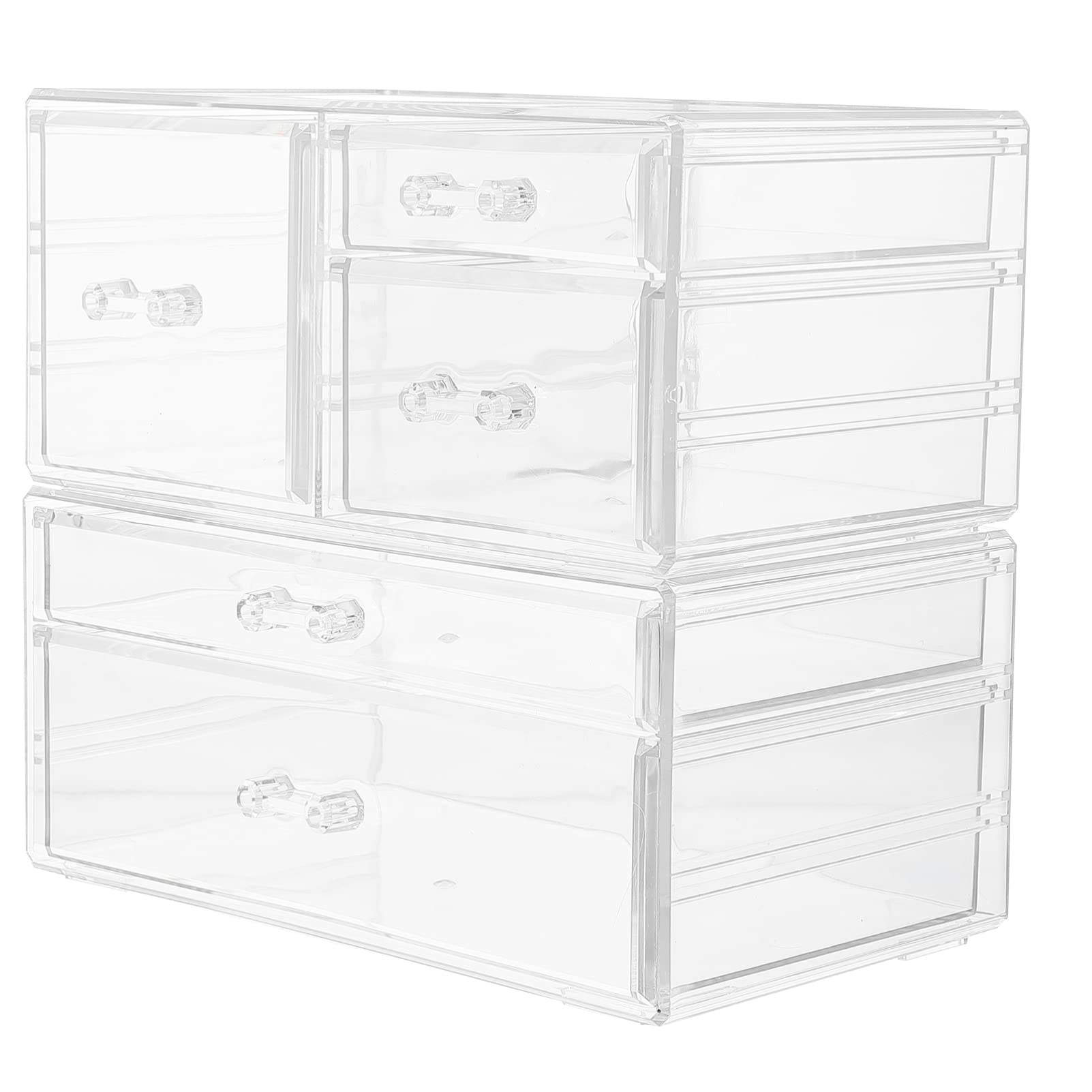 Boîte de Rangement Cosmétique à Tiroirs Transparents, 3 Niveaux