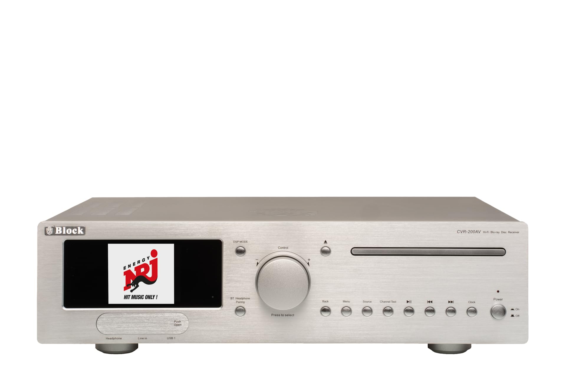Block CVR-200 7.1 AV Heimkino-Receiver mit Blu-ray - 7x100W RMS @4 Ohm - ARC + 3X TV In HDMI - Spotify Connect & Deezer - DAB+/UKW/Internetradio 30.000 Sender - Bluetooth TX/RX (Diamantsilber)