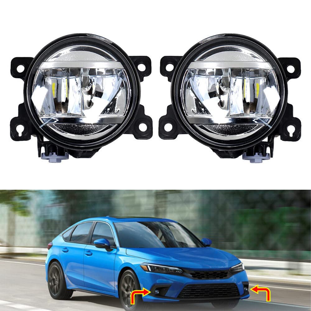 Riloer 2pcs LED auto fendinebbia anteriori, sinistra destra 6000K bianco freddo illuminazione fendinebbia sostituzione per H0NDA C-ivic S-edan/H-atchback/Si 2022, con cablaggio interruttore