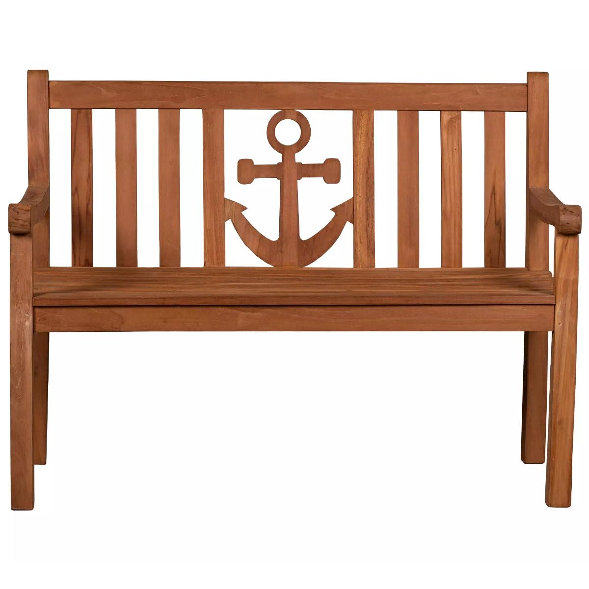 Goldene Hochzeit Bank mit Gravur-Schild zB Herzen (Namen), Gartenbank Anker 120cm Teakholz, Edelstahlschild personalisiert Geschenk-Idee 50. Hochzeitstag