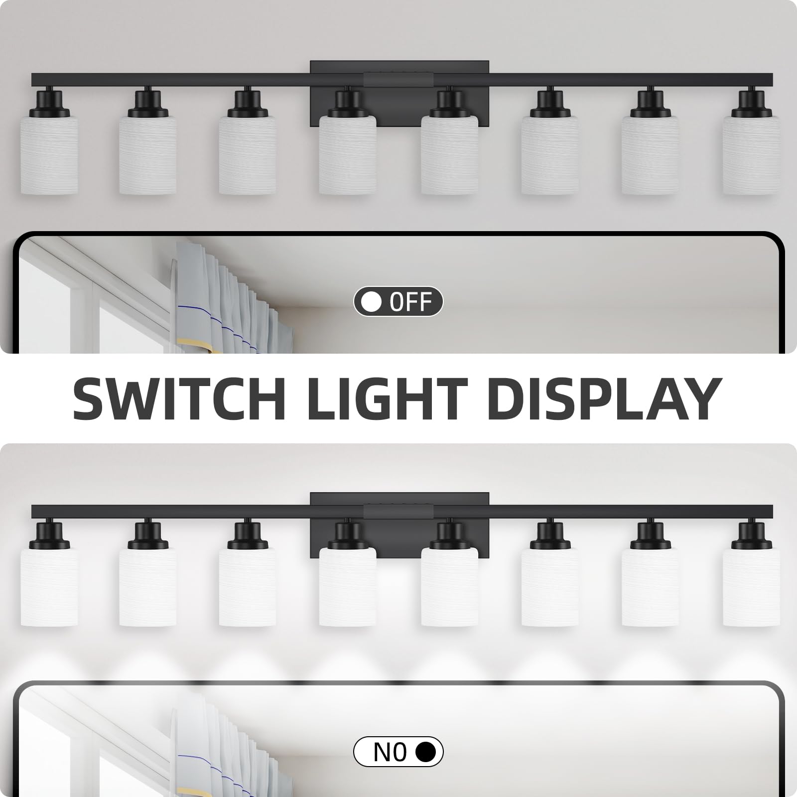 WHAT WE WANT WWW KUMIKOSHADE TYPE2 新品 DIKAIDA 8-Light Bathroom Light Fixtures Over Mirror, 52inch