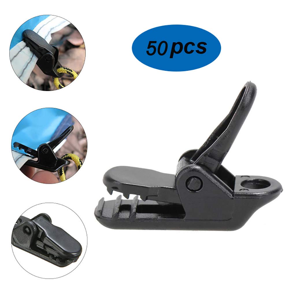 YIXISI 50PCS Tenda Morsetto, Tarp Clip, Clip Plastica, Mollette per Tenda da Campeggio Antivento da Stringere per Attività all'aperto